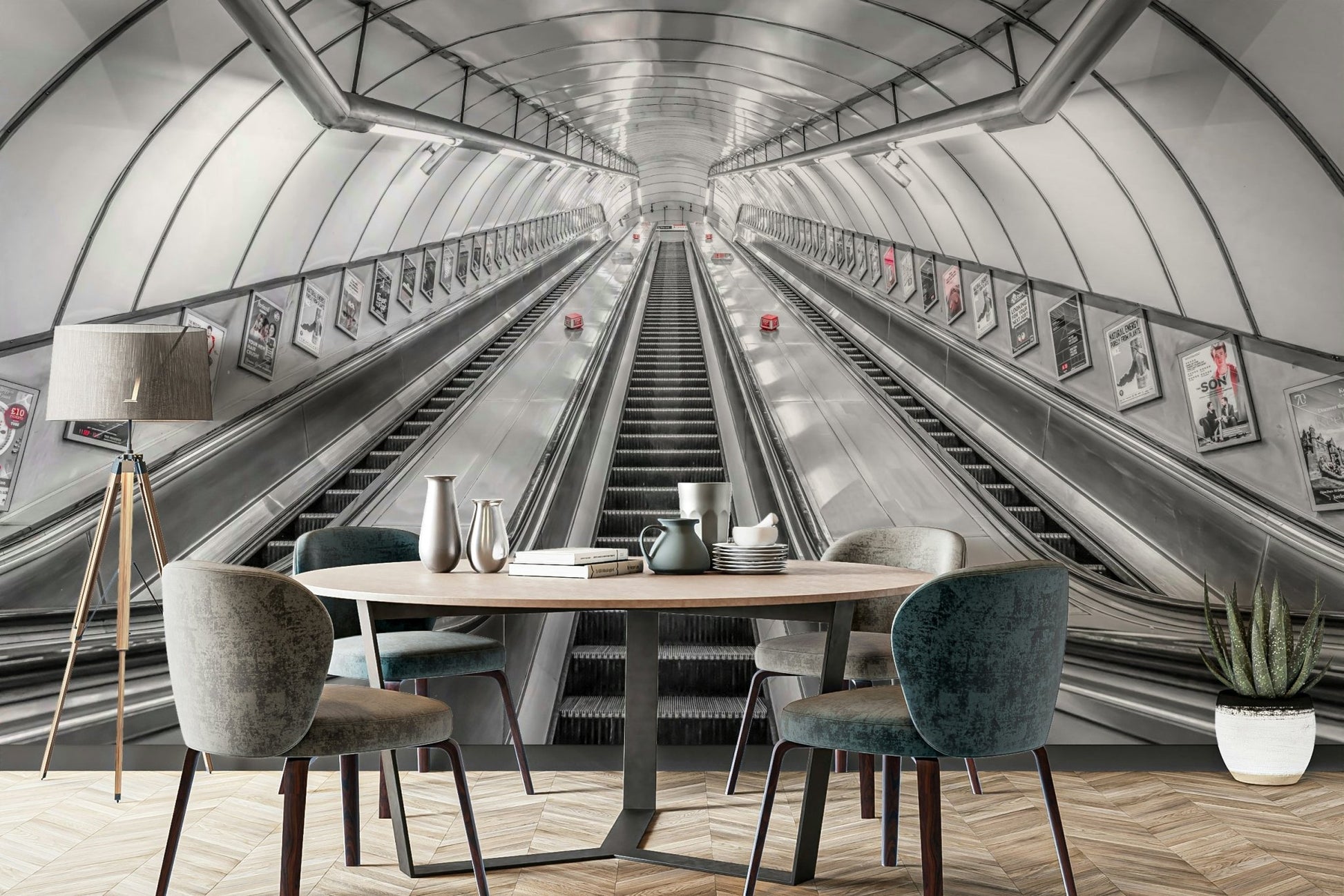 The image has a strong sense of perspective and depth.

