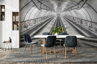 The mural gives a feeling of urban energy and elegance.

