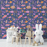 The colors are soft and cheerful tones.


