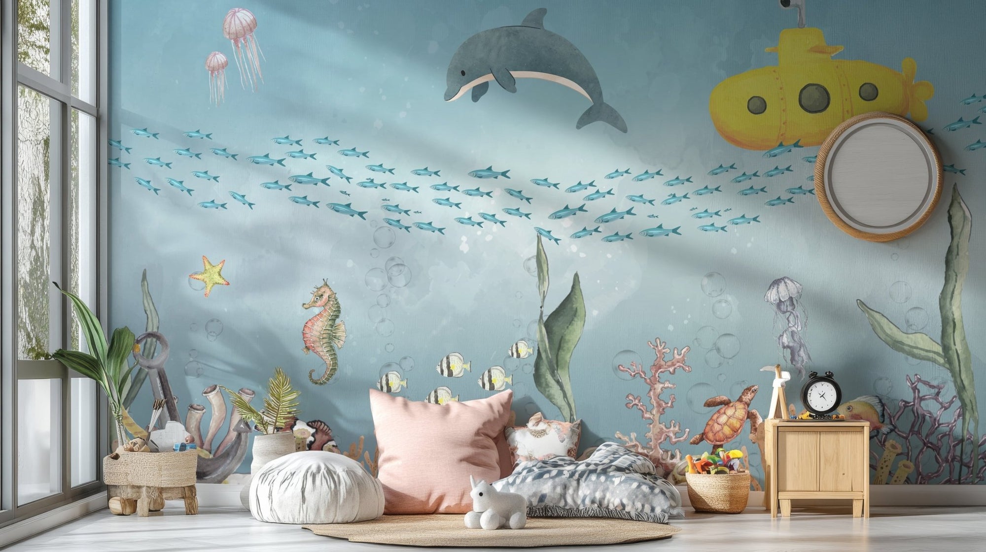Colorful marine life underwater wallpaper mural, C99