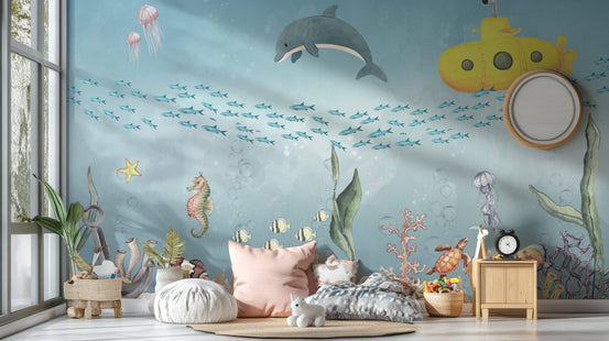 Colorful marine life underwater wallpaper mural, C99
