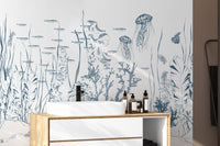 Elegant underwater wallpaper with sea plants
