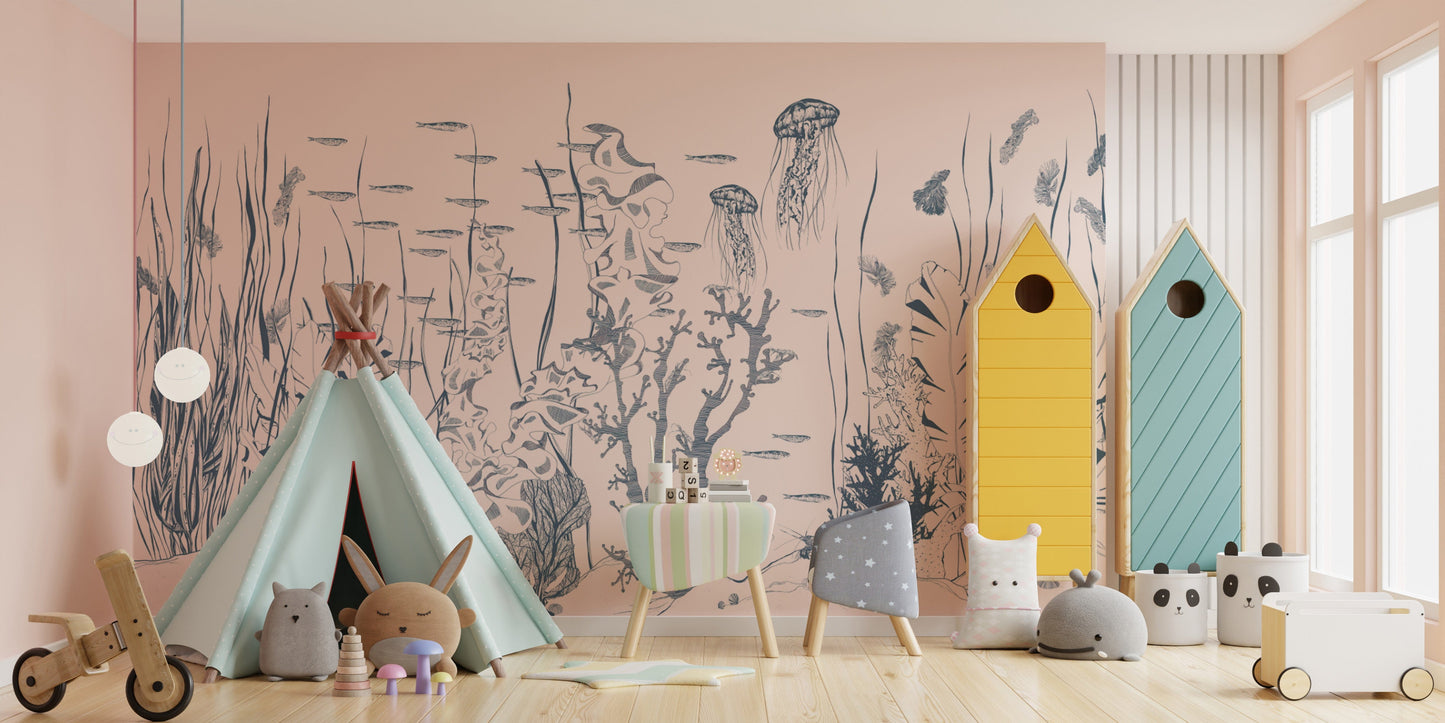 Seaweed and coral reef ocean wallpaper
