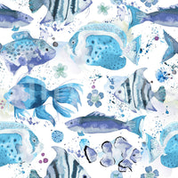 Blue ocean wall mural with colorful fish pattern, GD1535