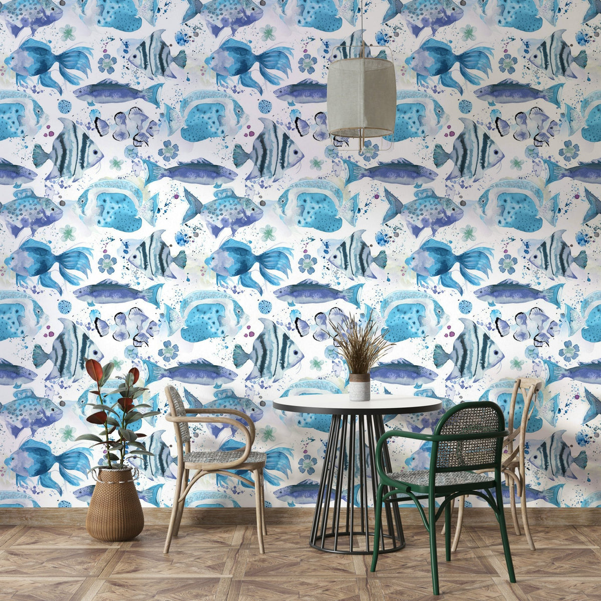Hawaiian ocean mural with vibrant sea life, GD1535