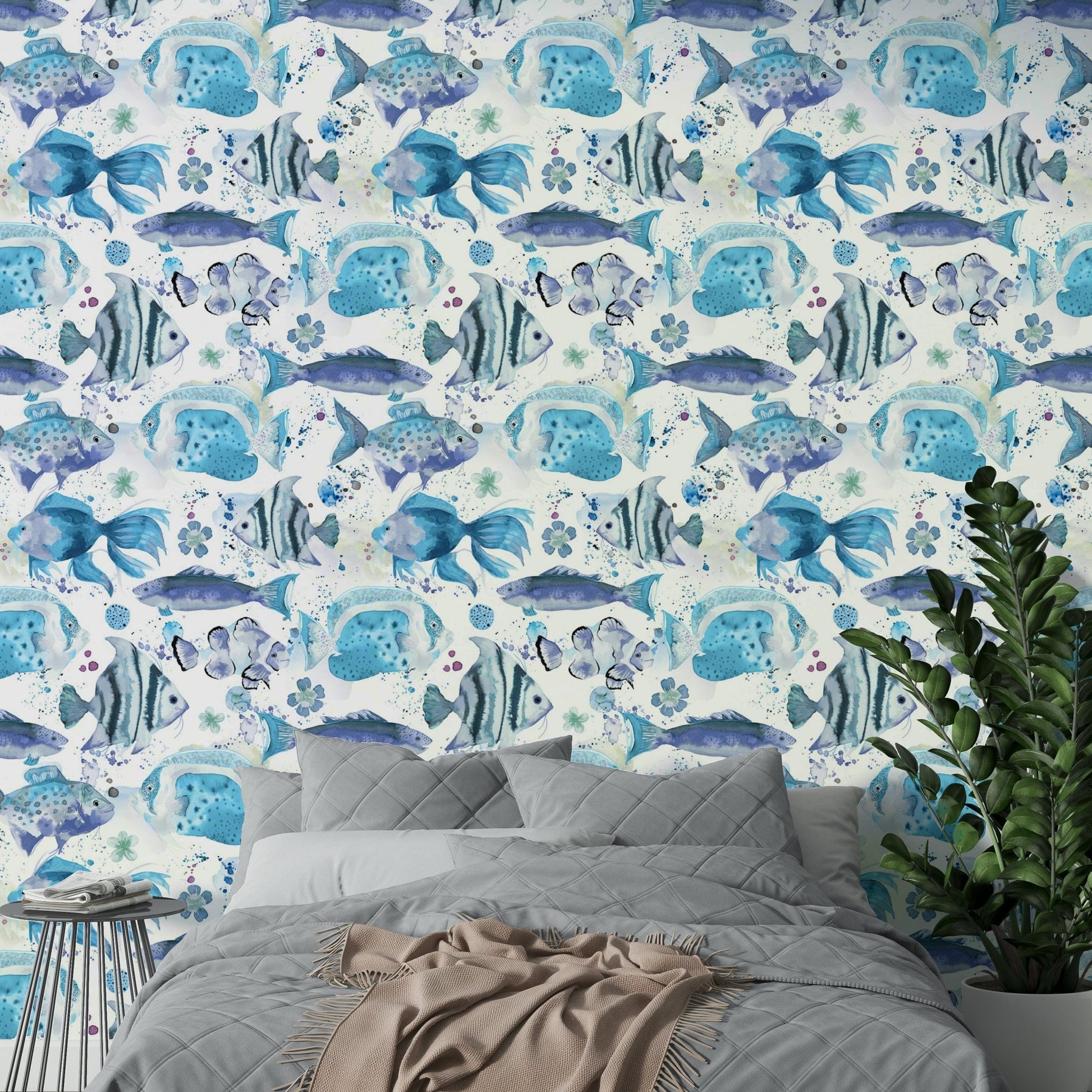 Vibrant fish wallpaper in Hawaiian underwater style, GD1535