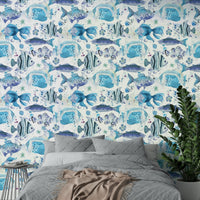 Vibrant fish wallpaper in Hawaiian underwater style, GD1535