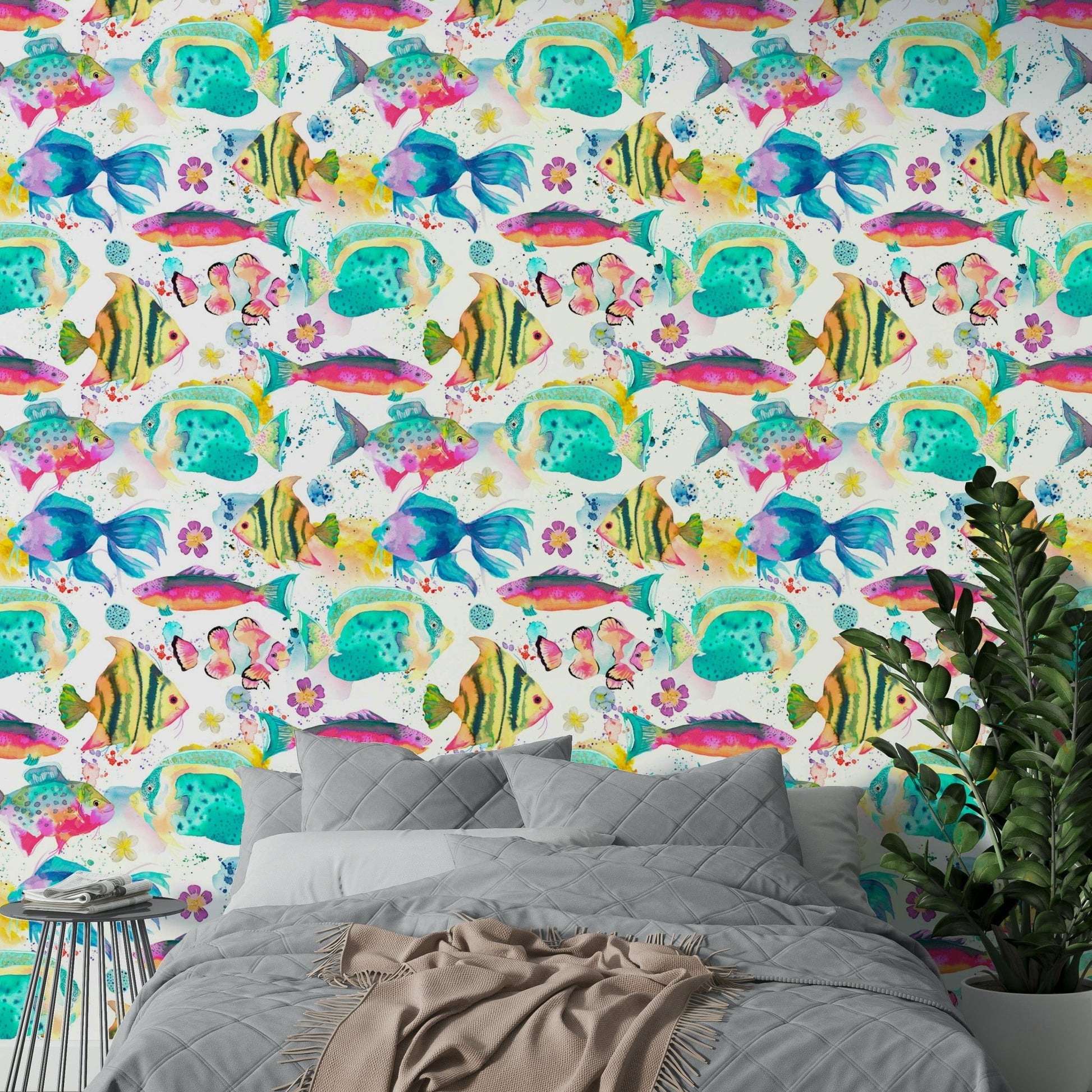 Underwater scene with colorful marine creatures

