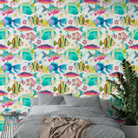 Underwater scene with colorful marine creatures

