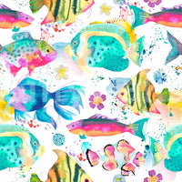 Ocean fish wallpaper in pastel and colorful hues

