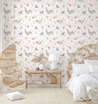 Soft floral underwater wallpaper with marine life

