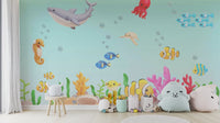 The mural is created for an entire wall, providing an immersive feel.
