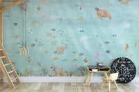 Playful Marine Life Wallpaper Design
