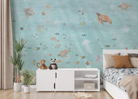 Colorful Ocean Nursery Wallpaper Design
