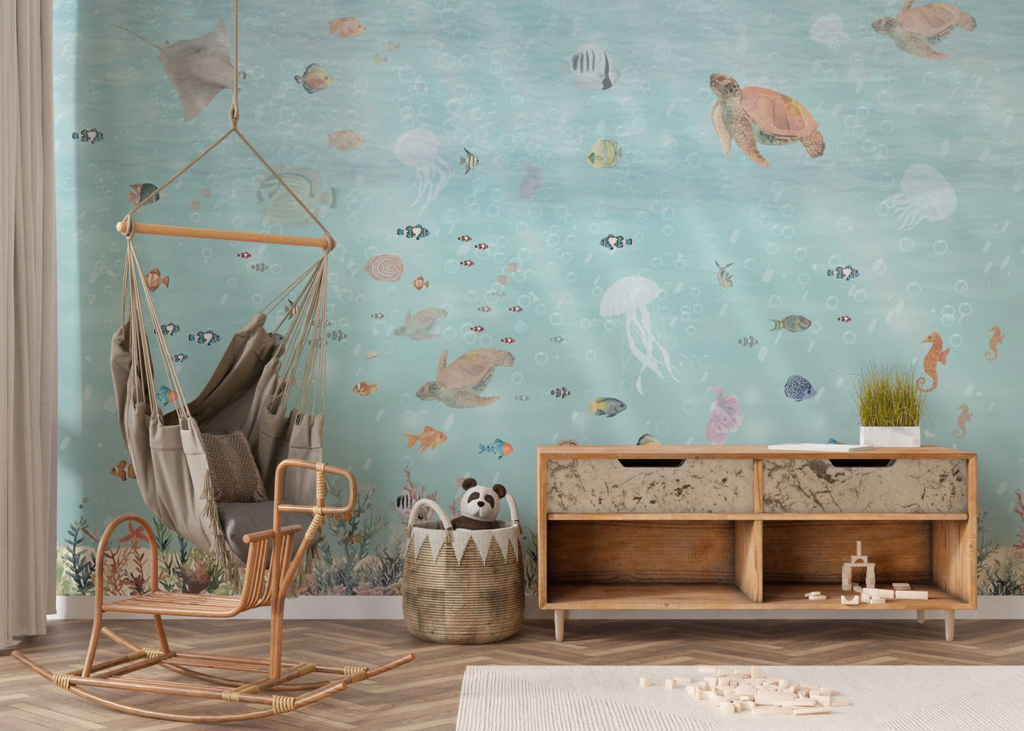 Aquatic Marine Life Wall Mural
