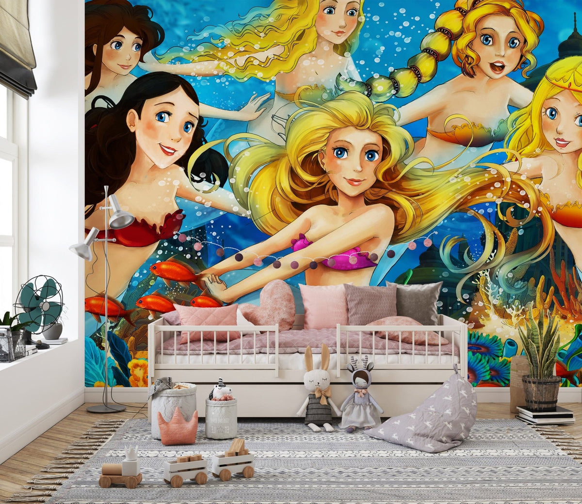Underwater Mermaid Fish Wallpaper for Girls Room B151