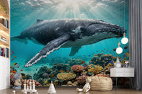 Play area styled with Underwater Paradise wall mural featuring tropical fish, GD9224