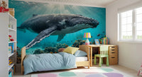 Colorful reef fish surround coral in Underwater Paradise wall mural view, GD9224