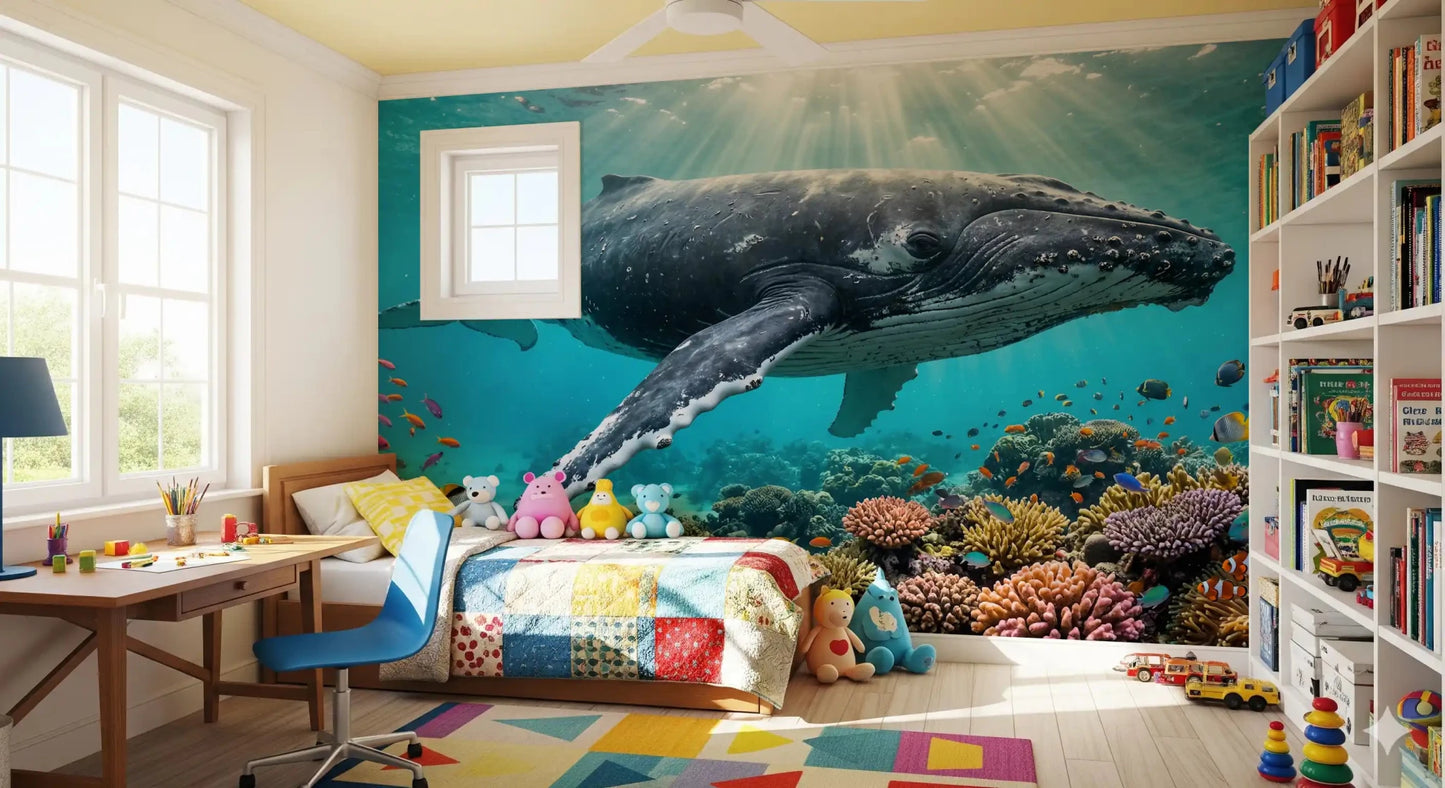 Sunlight rays filter through water in Underwater Paradise wall mural scene, GD9224