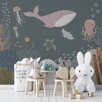 Sea animals wallpaper for kids' room
