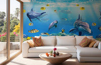 Dolphin ocean mural wallpaper for walls