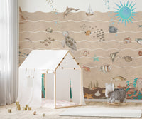 Underwater Mural with Sea Creatures
