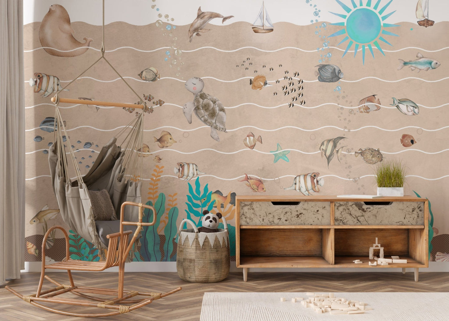 Underwater Sea Life Wallpaper Mural Design
