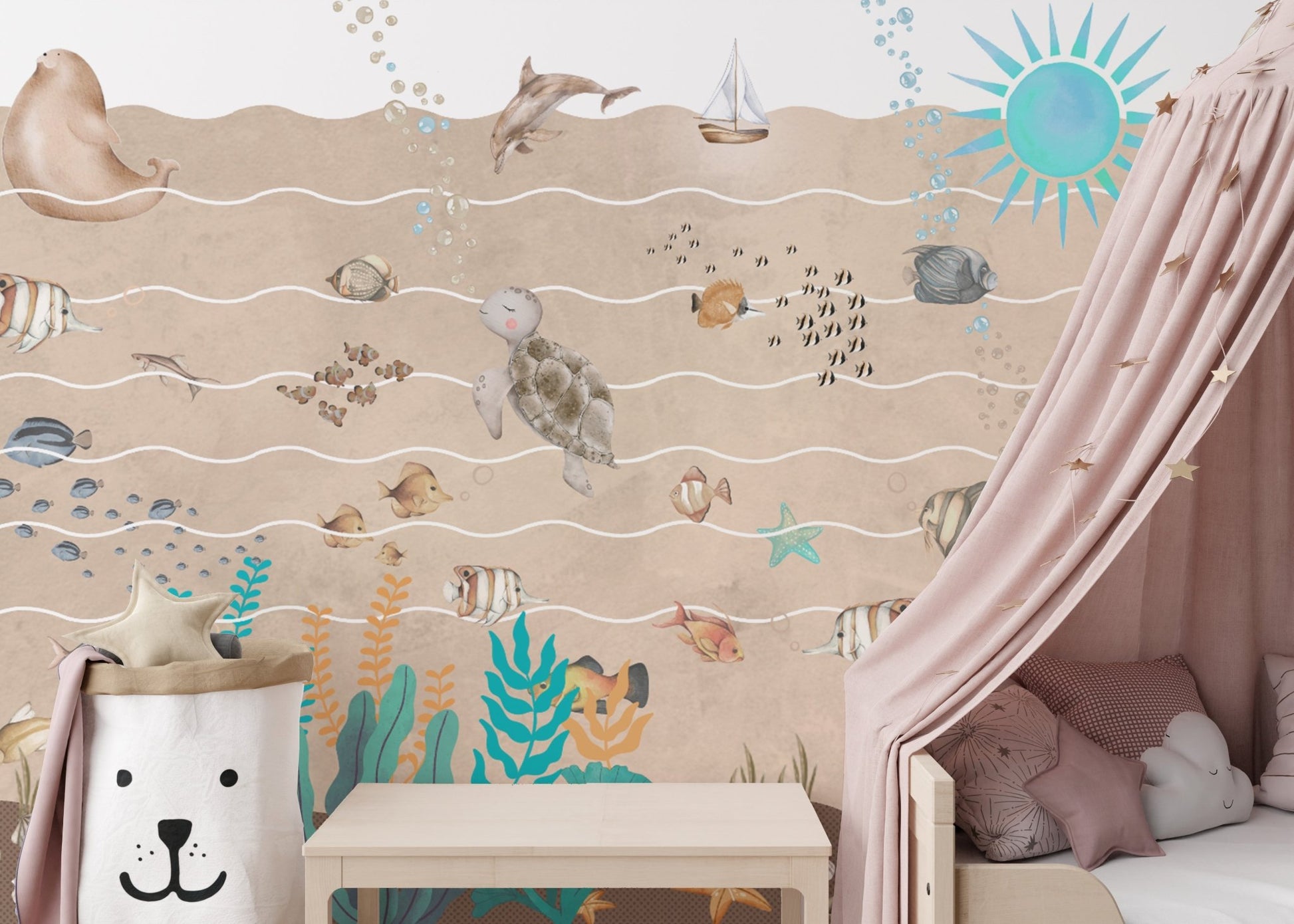 Colorful Underwater Sea Life Wall Mural
