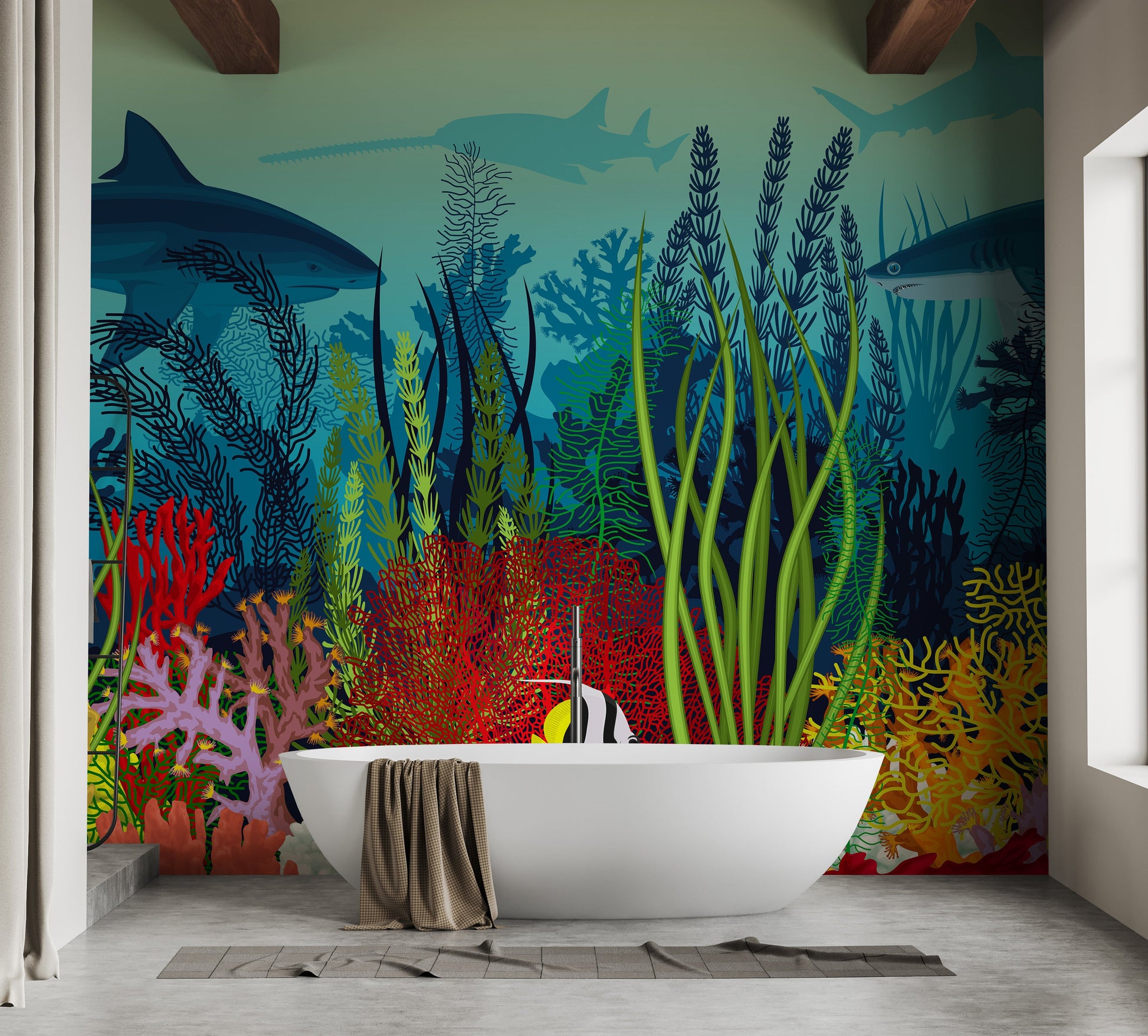 Underwater Ocean Scene Wallpaper Mural - Giffywalls