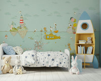 A contemplative gentle ocean wallpaper mural for a feature wall.