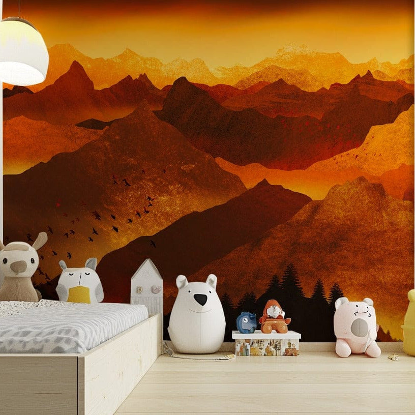 Red-orange valley mural with heat effect

