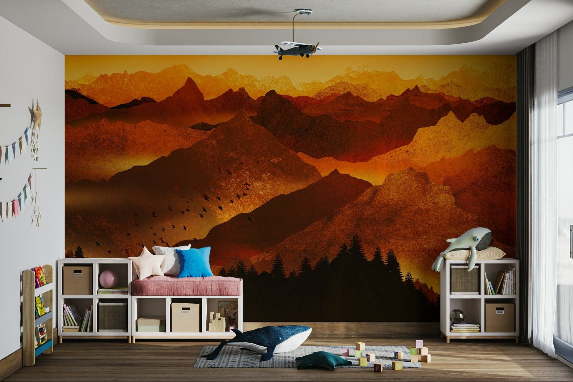 Fiery mountain landscape wallpaper

