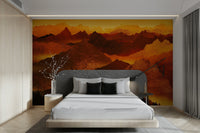 Bold red valleys wall mural design

