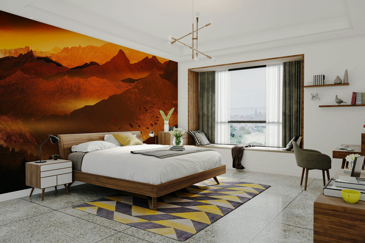 Abstract fire valley wall wallpaper

