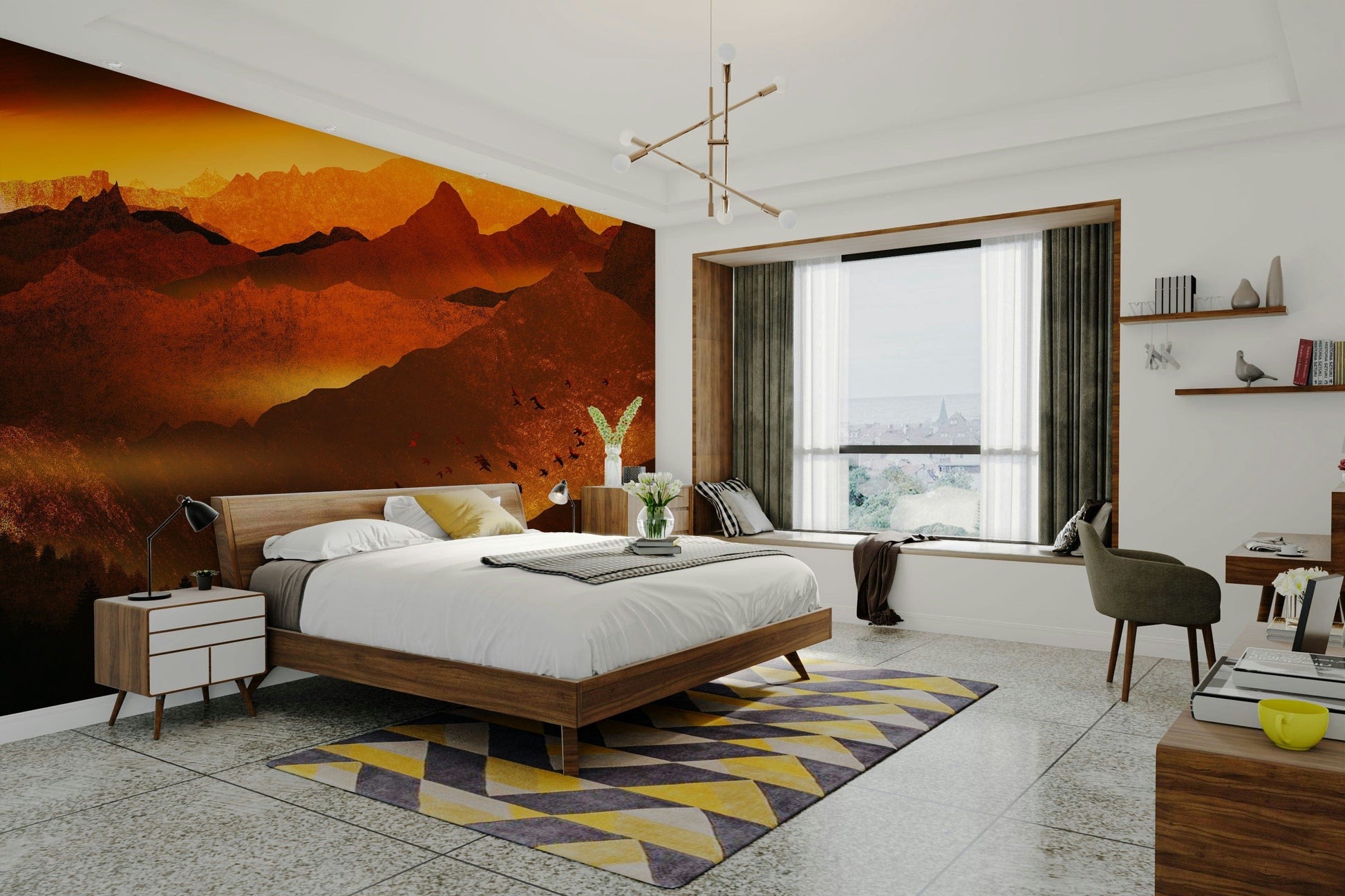 Abstract fire valley wall wallpaper

