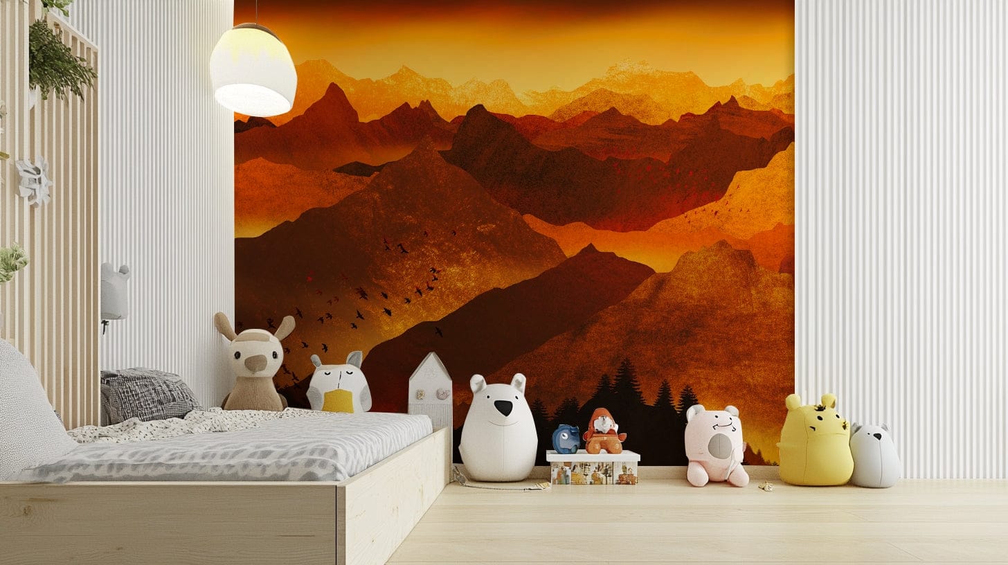 Red-orange valley mural with heat effect

