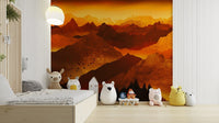 Red-orange valley mural with heat effect

