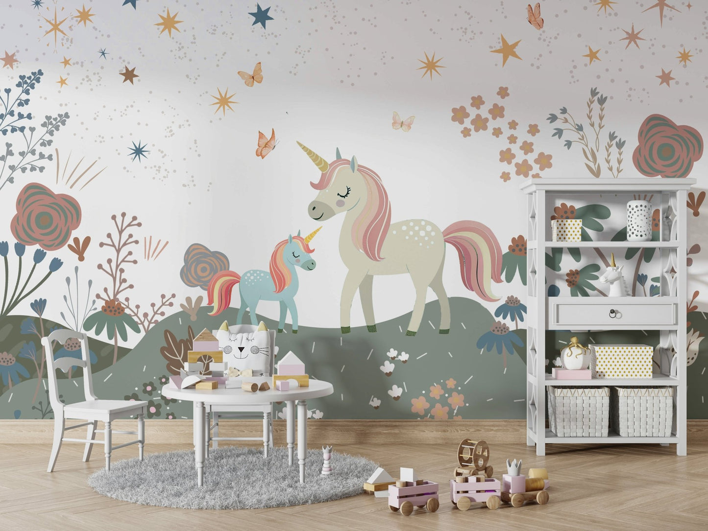 A few fluffy, white clouds are scattered across the sky.

