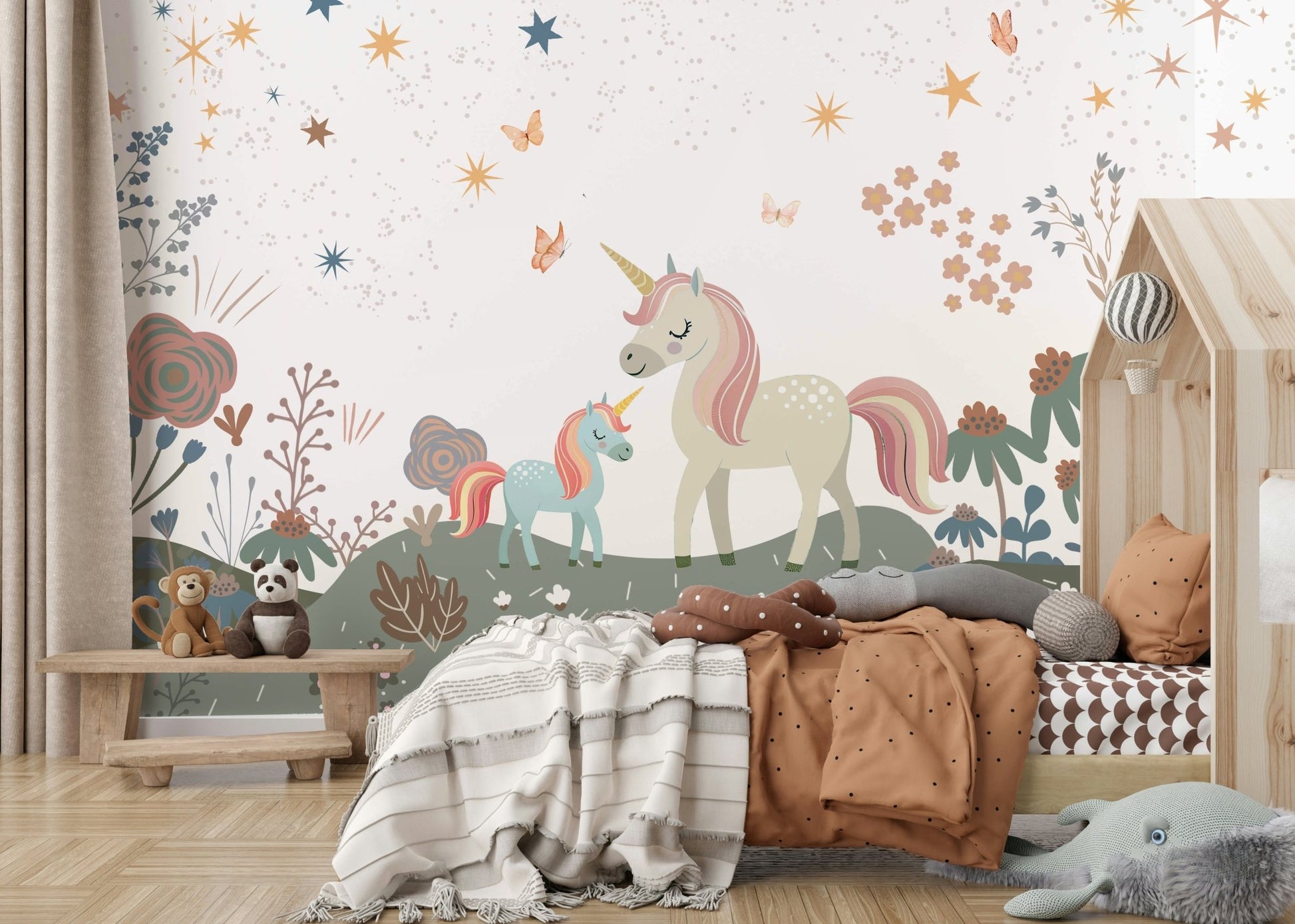 The meadow is filled with a variety of colorful flowers.

