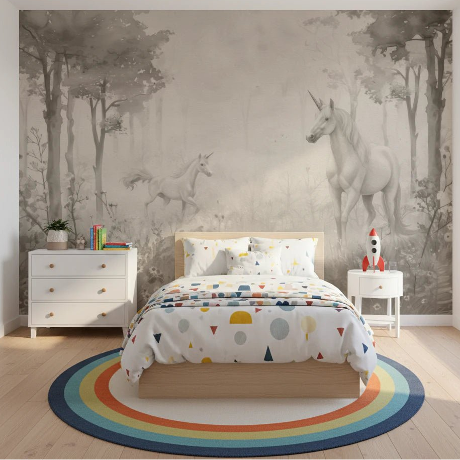 Unicorns in a Magical Dreamy Forest – Natural Wall Mural