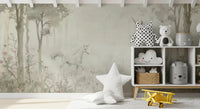 Nursery styled with Unicorns in a Magical Dreamy Forest Sage Wall Mural