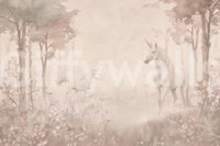 Unicorns in a Magical Dreamy Forest Shell Wall Mural with whimsical forest details