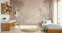 This cozy lounge area features Unicorns in a Magical Dreamy Forest Shell Wall Mural
