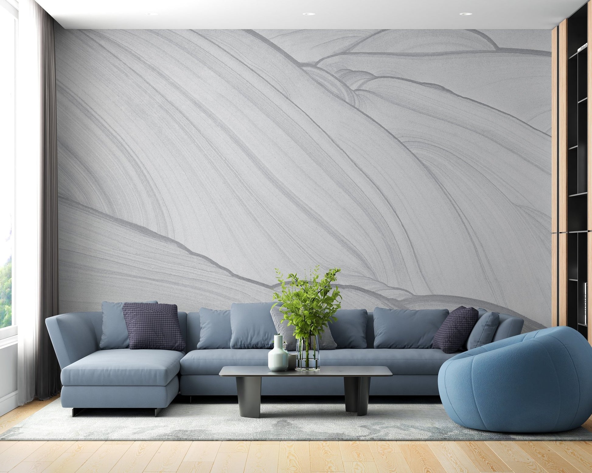 Artistic grey marble wall mural style

