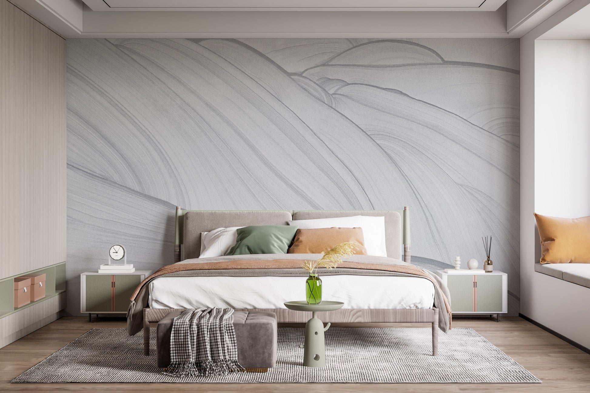 Contemporary grey marble wall art mural

