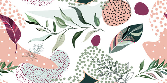 Botanical Pattern Abstract Leaves Wallpaper Mural