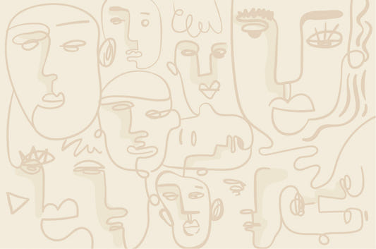 Human Face Line Wallpaper Mural