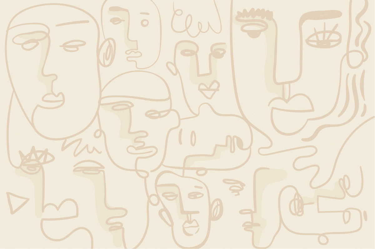 Human Face Line Wallpaper Mural