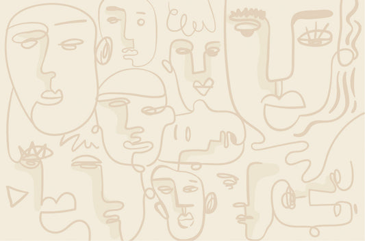 Human Face Line Wallpaper Mural