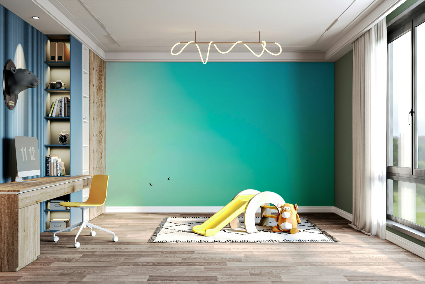 A graceful subtle pattern wall mural in contrasting tones.

